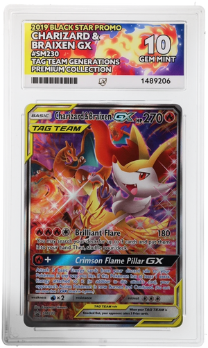 ACE 10 Charizard & Braixen SM230 Tag Team Pokemon Graded Card